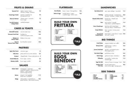 FLATBREADS  FRUITS & GRAINS apples / grapes / pears mandarin oranges / bananas