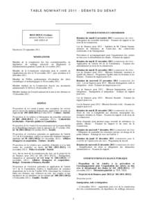 TABLE NOMINATIVEDÉBATS DU SÉNAT  INTERVENTIONS EN COMMISSION BOUCHOUX (Corinne) sénatrice (Maine-et-Loire) SOC-EELVr-R