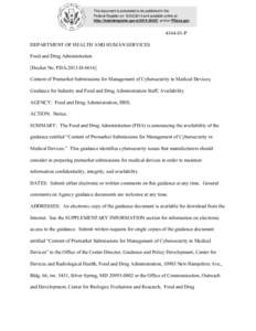 This document is scheduled to be published in the Federal Register on[removed]and available online at http://federalregister.gov/a[removed], and on FDsys.gov[removed]P DEPARTMENT OF HEALTH AND HUMAN SERVICES