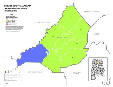 BLOUNT COUNTY, ALABAMA Median Household Income by Census Tract M MA
