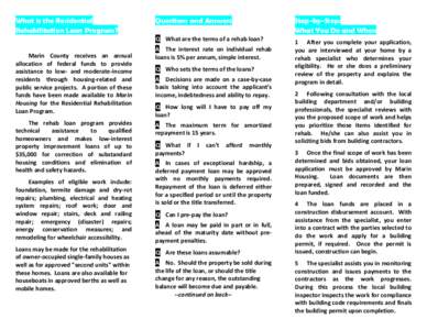 What is the Residential Rehabilitation Loan Program? Questions and Answers  Step-by-Step: