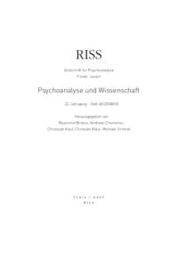 RISS Zeitschrift für Psychoanalyse Freud . Lacan Psychoanalyse und Wissenschaft 22. Jahrgang - HeftIII)