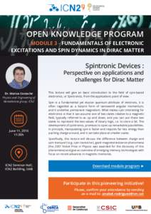 OPEN KNOWLEDGE PROGRAM module 3 - Fundamentals of Electronic Excitations and Spin Dynamics in Dirac Matter Spintronic Devices :
