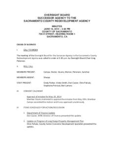 OVERSIGHT BOARD - SUCCESSOR AGENCY TO THE