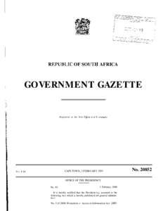 REPUBI,IC OF SOUTH AFRICA  GOVERNMENT GAZETTE Registered at the Post O&ce as a Nevvspaper