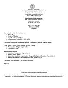 STATE OF TENNESSEE DEPARTMENT OF COMMERCE AND INSURANCE 500 JAMES ROBERTSON PARKWAY TENNESSEE AUCTIONEER COMMISSION NASHVILLE, TENNESSEE[removed][removed]FAX[removed]