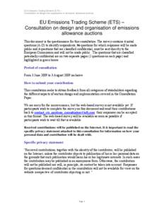 Environment / Emissions trading / Climate change in the European Union / European Union Emission Trading Scheme / Auction / CRC Energy Efficiency Scheme / Carbon credit / Climate change policy / Carbon finance / Climate change