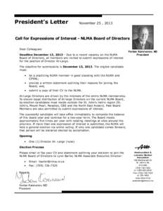 Nov[removed]Call for expressions of interest - NLMA board of directors_Template - Major.qxd