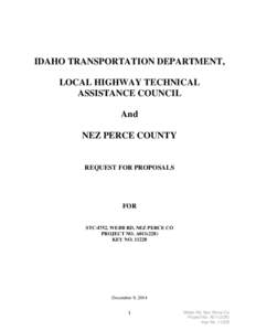 IDAHO TRANSPORTATION DEPARTMENT, LOCAL HIGHWAY TECHNICAL ASSISTANCE COUNCIL And NEZ PERCE COUNTY