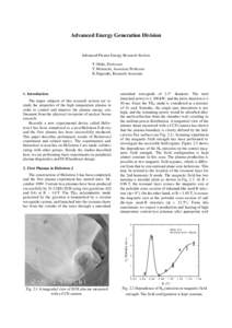 Advanced Energy Generation Division  Advanced Plasma Energy Research Section T. Obiki, Professor T. Mizuuchi, Associate Professor K.Nagasaki, Researsh Associate