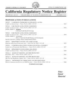 California Regulatory Notice Register 2011, Volume No. 51-Z