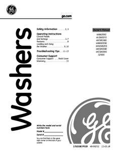 Washers  ge.com Safety Information[removed], 3