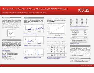 Determination of Tizanidine in Human Plasma Using LC-MS/MS Techniques Marsha Luna, Moo-Young Kim, Gene Ray, Rochelle Burke, Yansheng Liu, – KCAS, Shawnee, Kansas INTRODUCTION  RESULTS