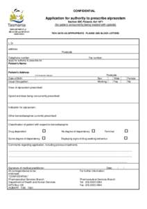 CONFIDENTIAL  Application for authority to prescribe alprazolam Section 59E Poisons Act[removed]for patient concurrently being treated with opioids)