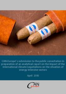 CAN-Europe’ s submission to the public consultation in preparation of an analytical report on the impact of the international climate negotiations on the situation of energy intensive sectors April 2010