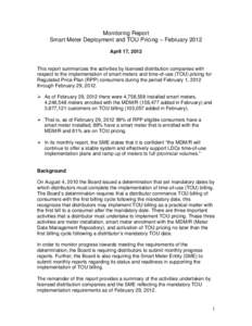 Economy of Ontario / Electric power distribution / Smart grid / Smart meter / Toronto Hydro / Hydro One / Thunder Bay Hydro / Energy / Ontario electricity policy / Electric power