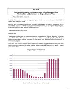 BELGIUM Positive effects resulting from the application and the integration of the Maritime State Aid Guidelines in the Belgian Shipping Policy a. Fiscal alleviation measures In 2002, Belgium introduced a tonnage tax reg