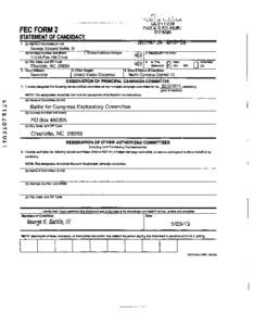 1-&;Dit.?i^f%l J-v.tCnU3^  FEC FORM 2 STATEMENT OF CANDIDACY 1. (a) Name of Candidate (in full) (b) /Vddress (number and street)