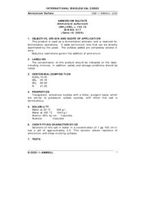 INTERNATIONAL ŒNOLOGICAL CODEX Ammonium Sulfate COEI-1-AMMSUL: 2000  AMMONIUM SULFATE