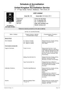 Schedule of Accreditation issued by United Kingdom Accreditation Service[removed]High Street, Feltham, Middlesex, TW13 4UN, UK