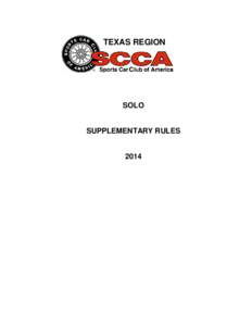 TEXAS REGION  SOLO SUPPLEMENTARY RULES