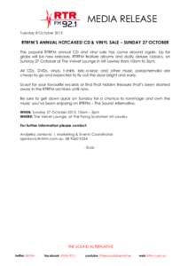    MEDIA RELEASE   Tuesday 8 October 2013