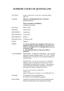 SUPREME COURT OF QUEENSLAND CITATION: Deputy Commissioner of Taxation v GuthridgeQSC 120