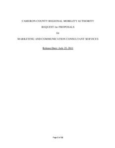 CAMERON COUNTY REGIONAL MOBILITY AUTHORITY