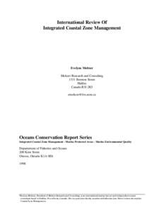 International Review Of Integrated Coastal Zone Management Evelyne Meltzer Meltzer Research and Consulting 1331 Brenton Street