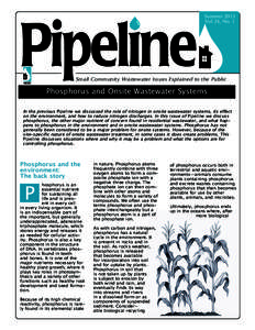 Summer 2013 Vol 24, No. 1 Small Community Wastewater Issues Explained to the Public  Phosphorus and Onsite Wastewater Systems