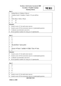 Territory-wide System Assessment 2008 Secondary 3 English Language Marking Scheme Part[removed].