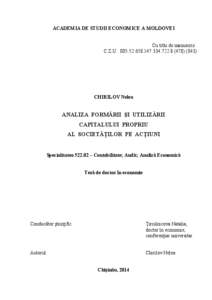 ACADEMIA DE STUDII ECONOMICE A MOLDOVEI Cu titlu de manuscris C.Z.U.: 005.52:[removed]:[removed]043) CHIRILOV Nelea