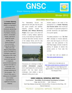 GNSC Greater Nipissing Stewardship Council Newsletter Winter[removed]GNSC Work Plan The Greater Nipissing