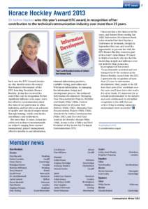 ISTC news  Dr JoAnn Hackos wins this year’s annual ISTC award, in recognition of her contribution to the technical communication industry over more than 35 years.  Paul’s well-thumbed version of JoAnn’s