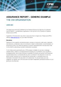 The CNI organisation - assurance report template