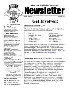 Mesta Park Neighborhood Association  Newsletter News and information for ALL residents of the Mesta Park Historic Preservation District November 2013