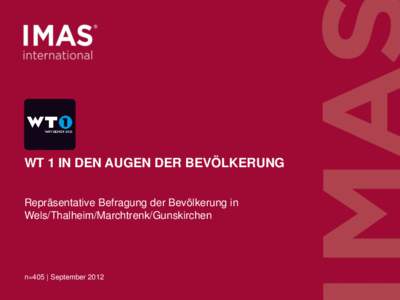 WT 1 IN DEN AUGEN DER BEVÖLKERUNG Repräsentative Befragung der Bevölkerung in Wels/Thalheim/Marchtrenk/Gunskirchen n=405 | September 2012 n=405, Bevölkerung in Wels/Thalheim/Marchtrenk/Gunskirchen ab 16 Jahre, Septem