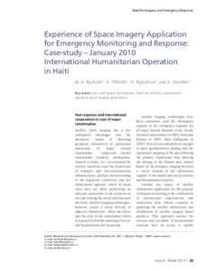 Satellite Imagery and Emergency Response  Experience of Space Imagery Application for Emergency Monitoring and Response: Case-study – January 2010 International Humanitarian Operation