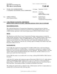 State of California DEPARTMENT OF TRANSPORTATION Business, Transportation and Housing Agency  Memorandum