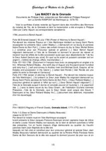 Généalogie et Histoire de la Caraïbe Les MADEY de la Grenade Documents de Philippe Clerc, présentés par Bernadette et Philippe Rossignol voir La famille RAMPONT de Martinique (p[removed]Voici la synthèse d’acte