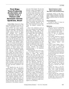 LETTERS  First Shiga Toxin-Producing Escherichia coli Isolate from a