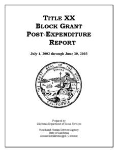 TITLE XX BLOCK GRANT POST-EXPENDITURE REPORT July 1, 2002 through June 30, 2003