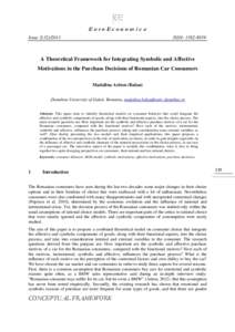 EuroEconomica IssueISSN: A Theoretical Framework for Integrating Symbolic and Affective