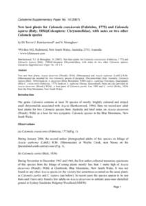 Calodema Supplementary Paper NoNew host plants for Calomela crassicornis (Fabricius, 1775) and Calomela ioptera (Baly, 1856)(Coleoptera: Chrysomelidae), with notes on two other Calomela species by Dr Trevor 