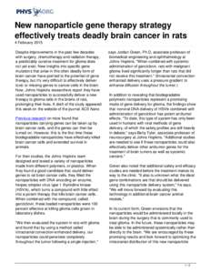 New nanoparticle gene therapy strategy effectively treats deadly brain cancer in rats