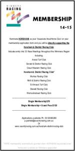 MEMBERSHIPNominate HORSHAM as your ‘Associate Area/Home Club’ on your membership application form and you will be directly supporting the Horsham & District Racing Club. Includes entry into 33 Race Meetings th