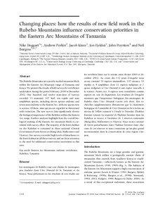 Changing places: how the results of new field work in the Rubeho Mountains influence conservation priorities in the Eastern Arc Mountains of Tanzania