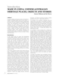 56328_HE_Dragon Tails_Part3_0911_Historical Environment[removed]:11 AM Page 2  Introduction MADE IN CHINA: CHINESE-AUSTRALIAN HERITAGE PLACES, OBJECTS AND STORIES Damien Williams and Keir Reeves
