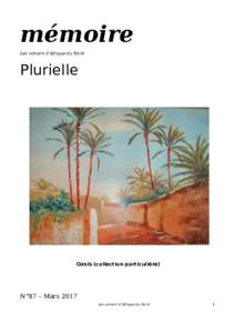 mémoire Les cahiers d’Afrique du Nord Plurielle  Oasis (collection particulière)