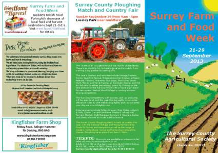 Surrey Farm and Food Week supports British Food Fortnight’s showcase of local food and harvest celebrations Sept 21-Oct 6.